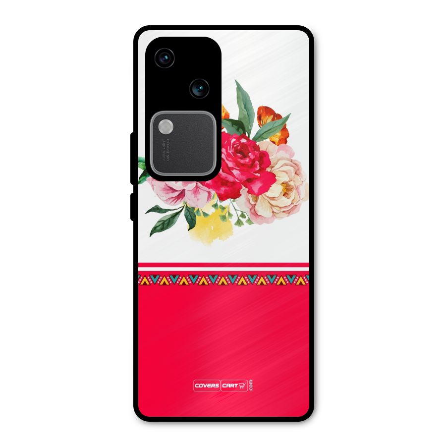 Flower Fusion Metal Back Case for Vivo V30 Pro