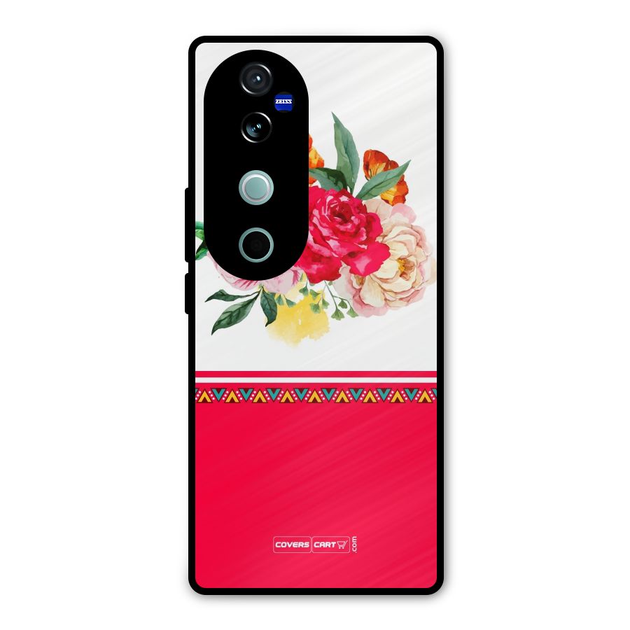 Flower Fusion Metal Back Case for Vivo V40 Pro