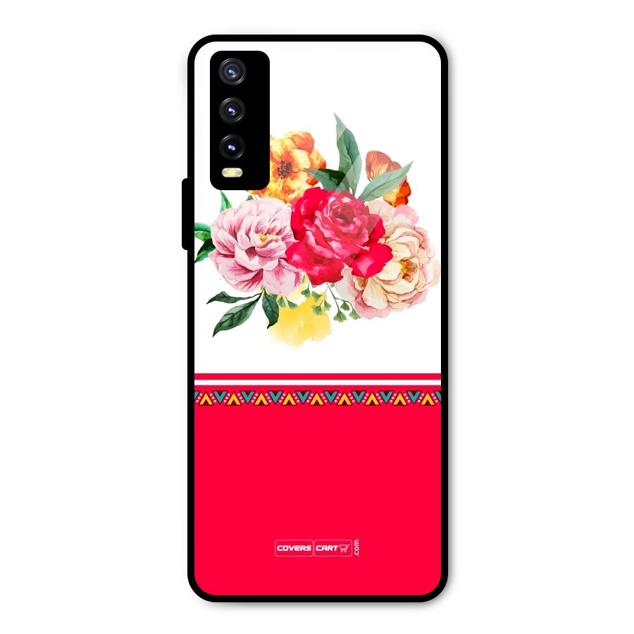 Flower Fusion Metal Back Case for Vivo Y20 2021