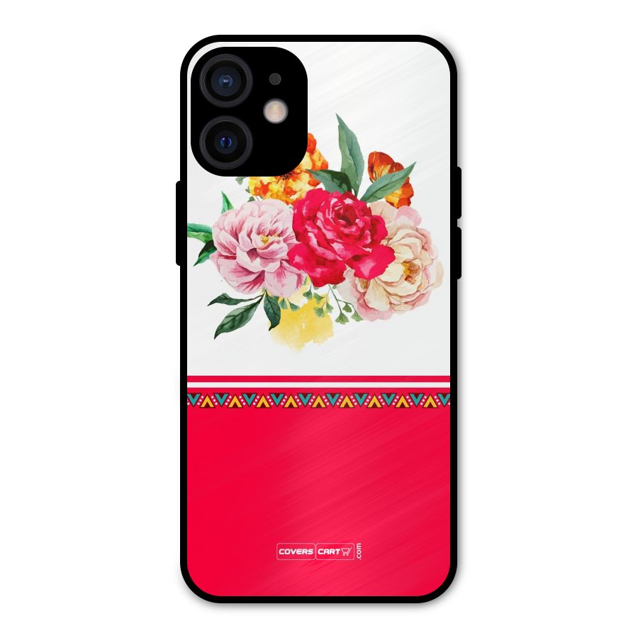 Flower Fusion Metal Back Case for iPhone 12 Mini