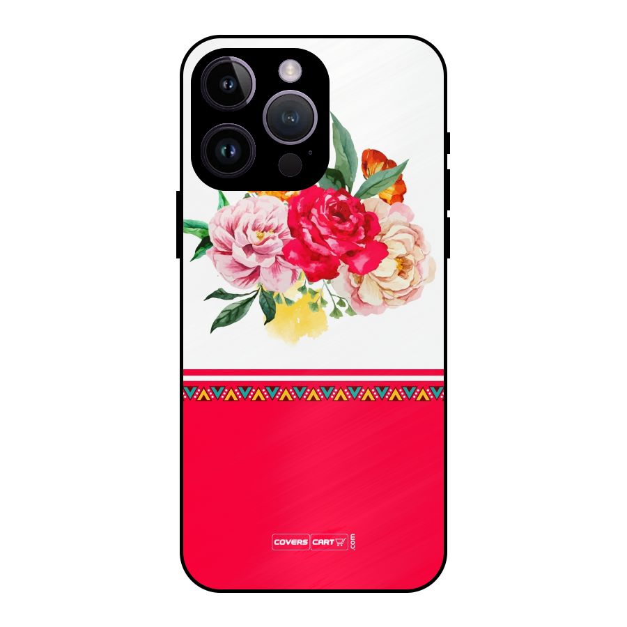 Flower Fusion Metal Back Case for iPhone 14 Pro Max