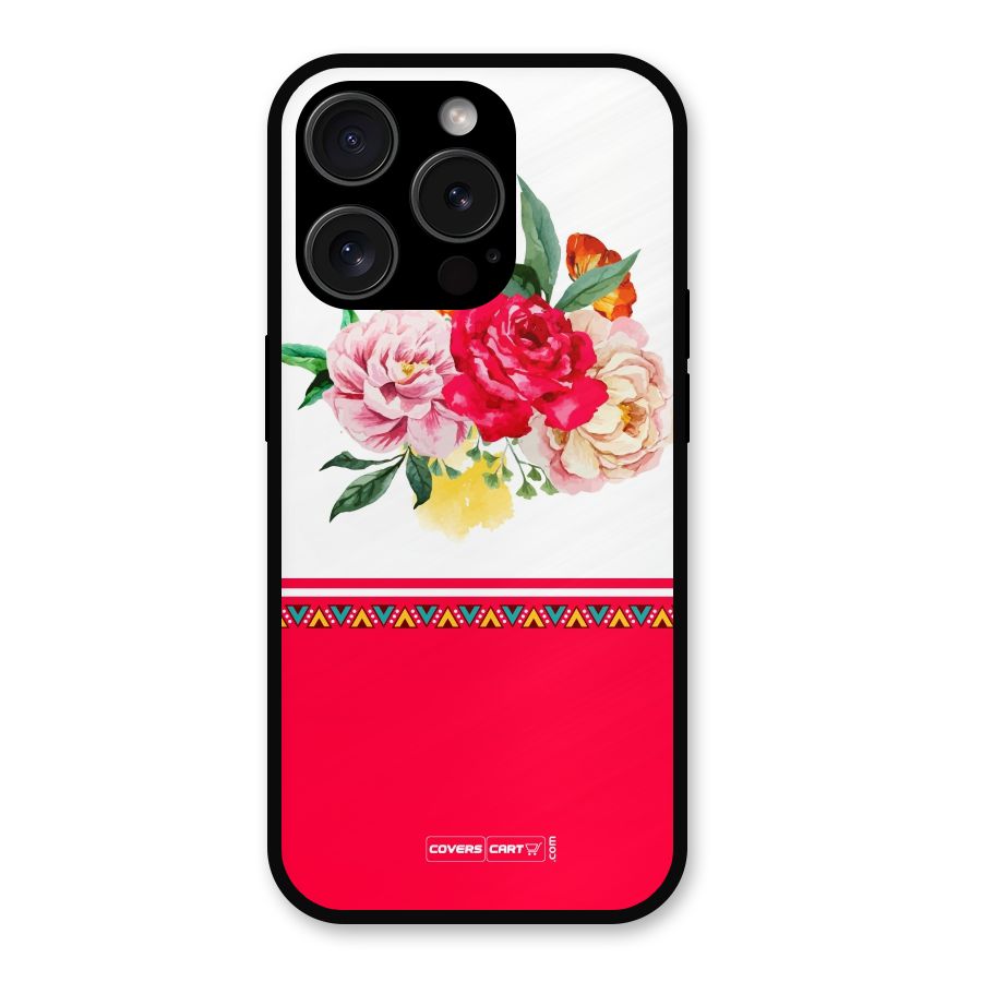 Flower Fusion Metal Back Case for iPhone 15 Pro