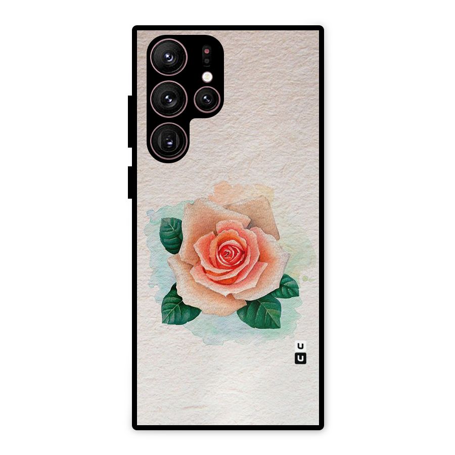 Flower Water Art Metal Back Case for Galaxy S22 Ultra 5G