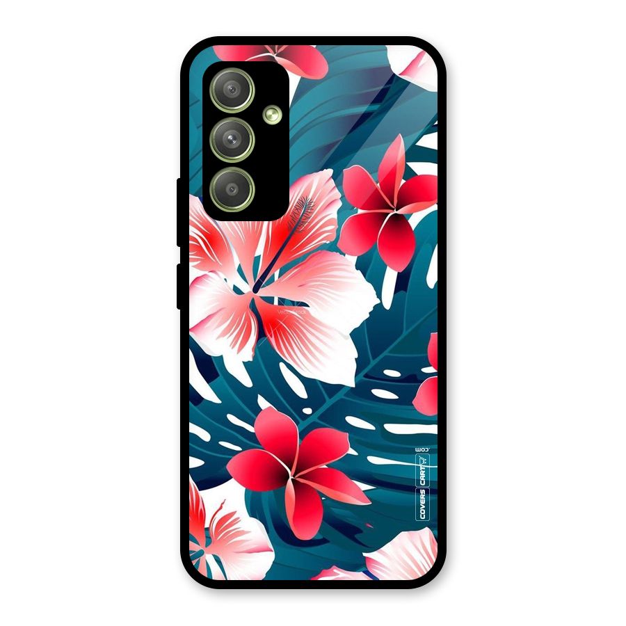 Flower design Glass Back Case for Galaxy A54