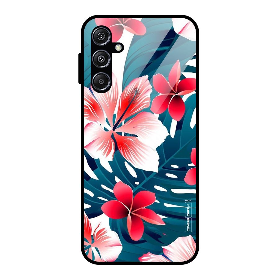 Flower design Glass Back Case for Galaxy M34 5G