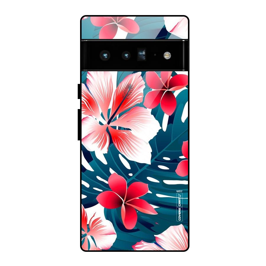 Flower design Glass Back Case for Google Pixel 6 Pro