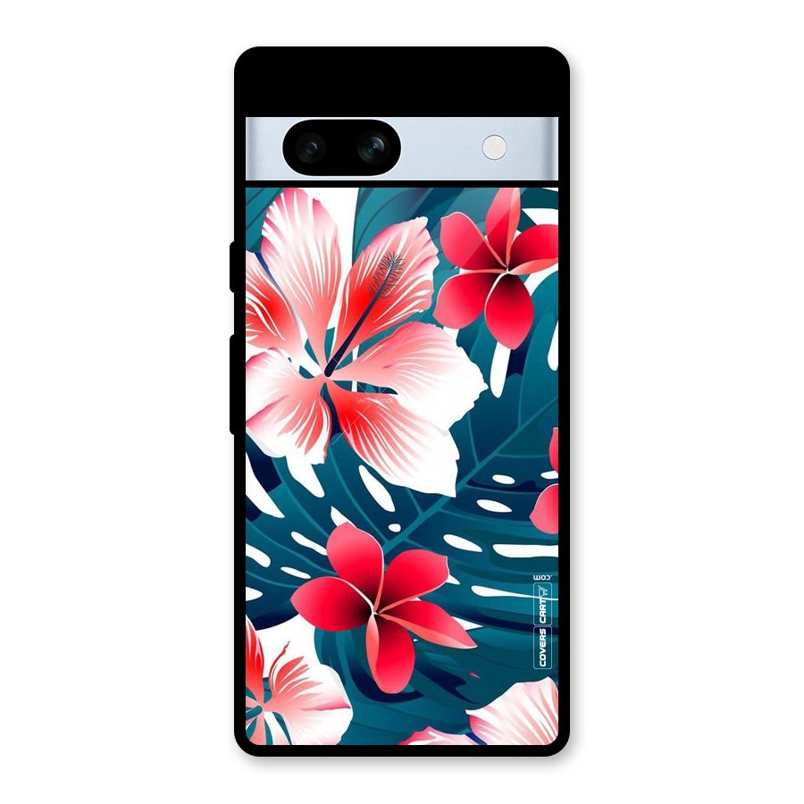 Flower design Glass Back Case for Google Pixel 7a