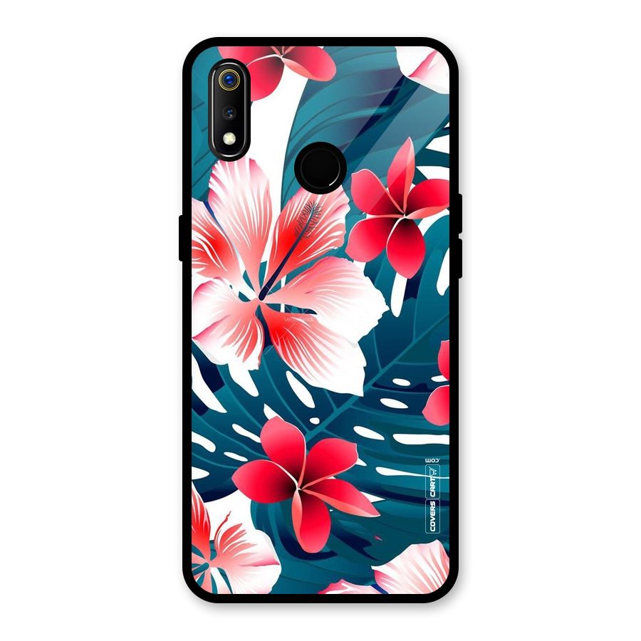 Flower design Glass Back Case for Realme 3i