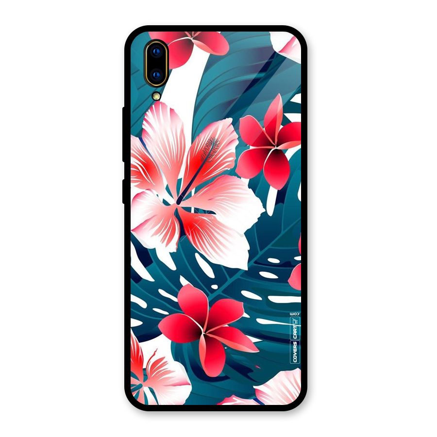 Flower design Glass Back Case for Vivo V11 Pro