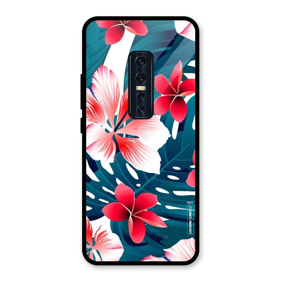 Flower design Glass Back Case for Vivo V17 Pro