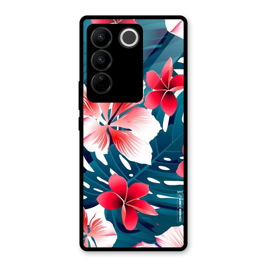 Flower design Glass Back Case for Vivo V27 Pro