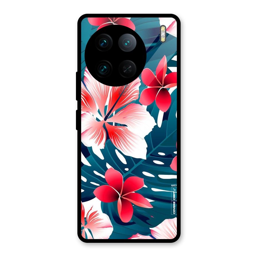 Flower design Glass Back Case for Vivo X90 Pro