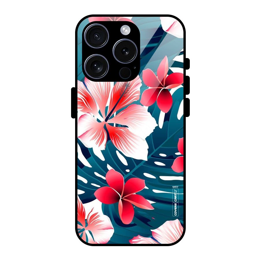 Flower design Glass Back Case for iPhone 15 Pro