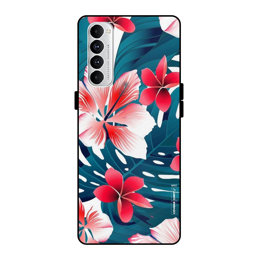 Flower design Metal Back Case for Oppo Reno4 Pro