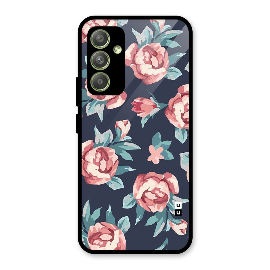 Flowers Painting Glass Back Case for Galaxy A54