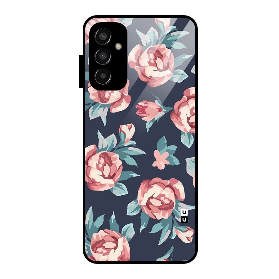 Flowers Painting Glass Back Case for Galaxy F13