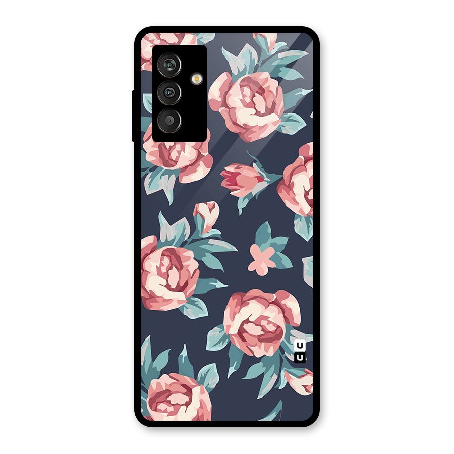Flowers Painting Glass Back Case for Galaxy M13