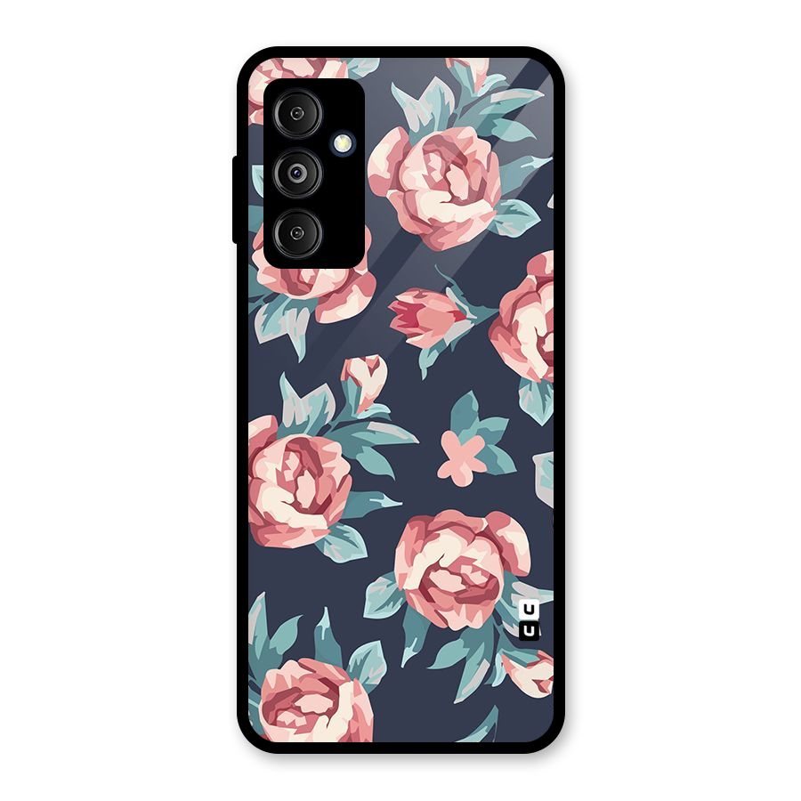 Flowers Painting Glass Back Case for Galaxy M14 5G