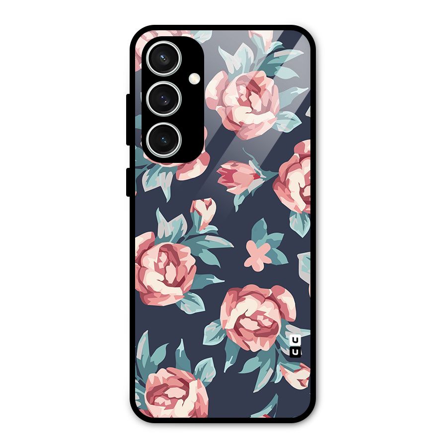 Flowers Painting Glass Back Case for Galaxy S23 FE