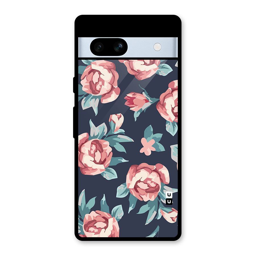 Flowers Painting Glass Back Case for Google Pixel 7a