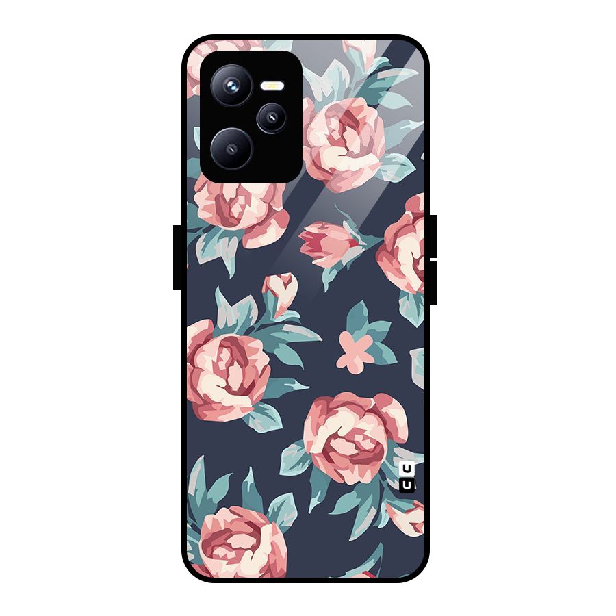 Flowers Painting Glass Back Case for Realme C35