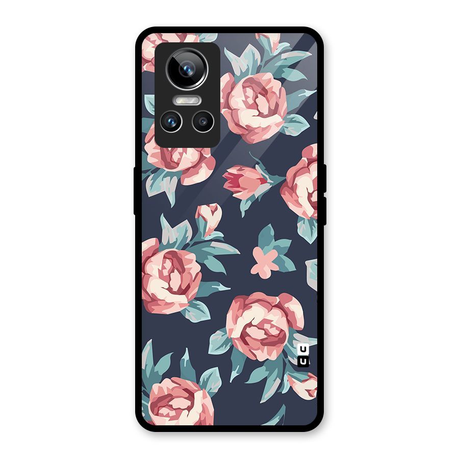 Flowers Painting Glass Back Case for Realme GT Neo 3