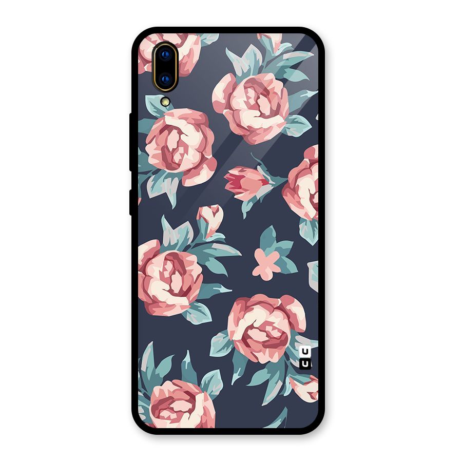 Flowers Painting Glass Back Case for Vivo V11 Pro