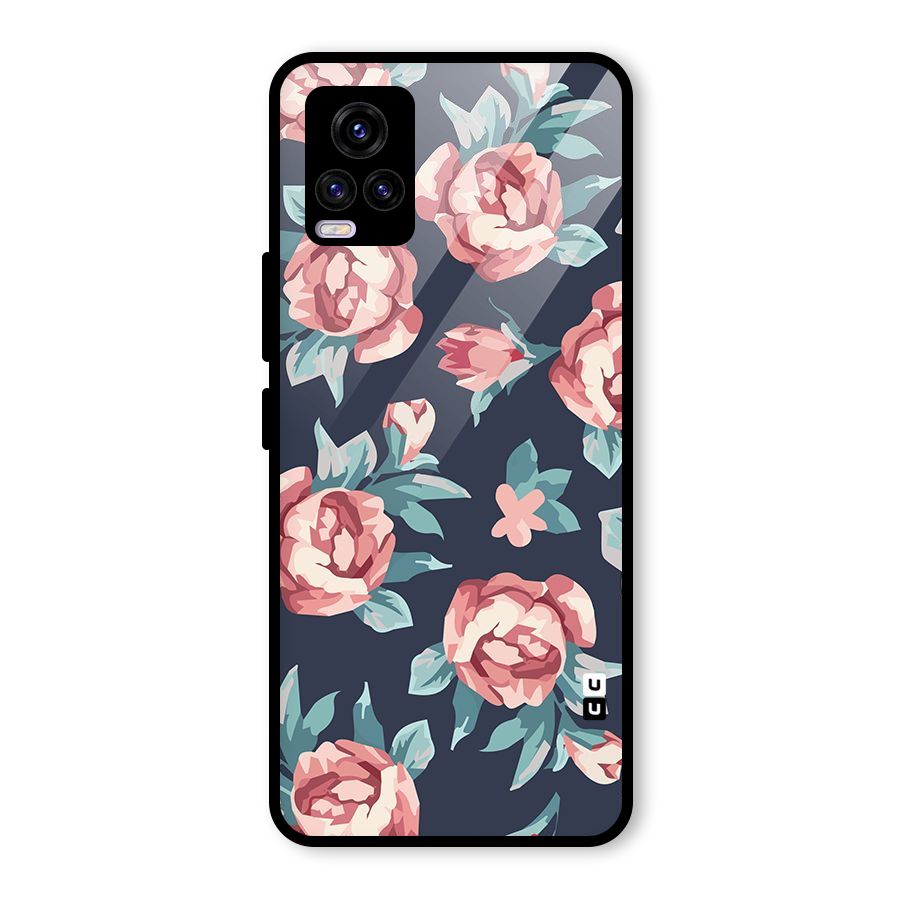 Flowers Painting Glass Back Case for Vivo V20 2021