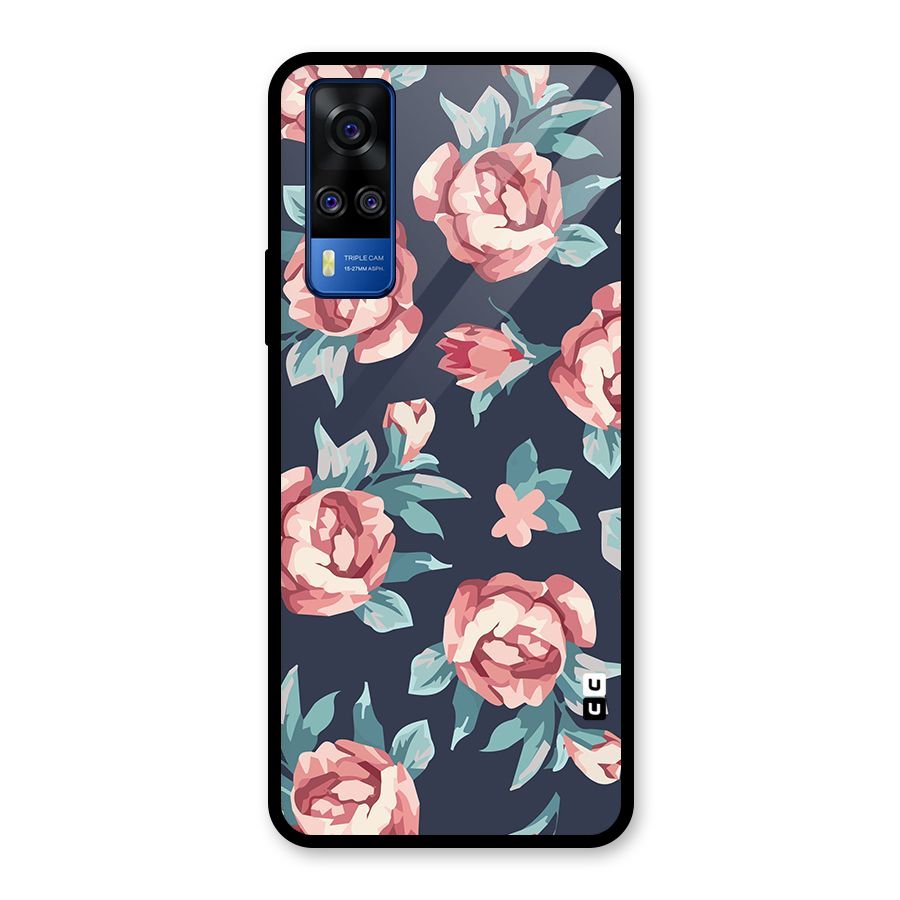 Flowers Painting Glass Back Case for Vivo Y31
