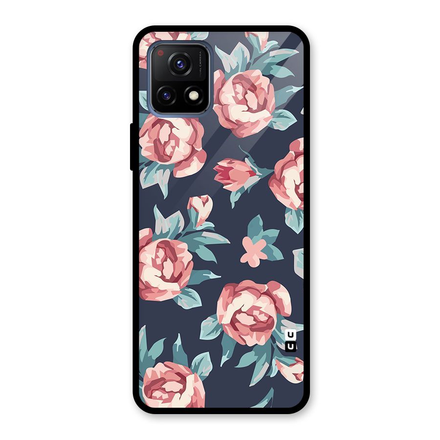 Flowers Painting Glass Back Case for Vivo Y72 5G