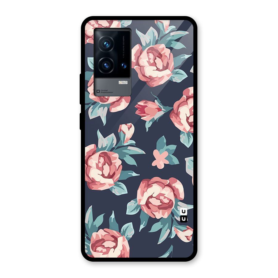 Flowers Painting Glass Back Case for iQOO 9 5G