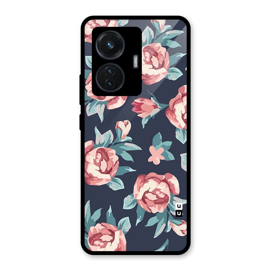 Flowers Painting Glass Back Case for iQOO Z6 44W