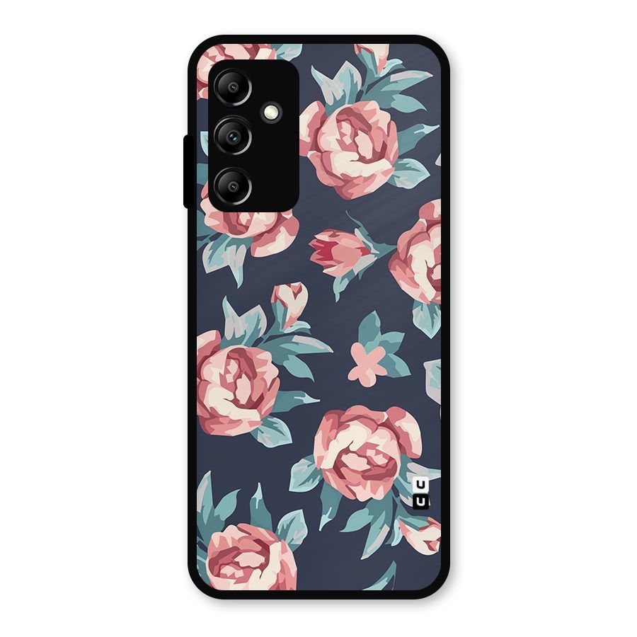 Flowers Painting Metal Back Case for Galaxy A14 5G