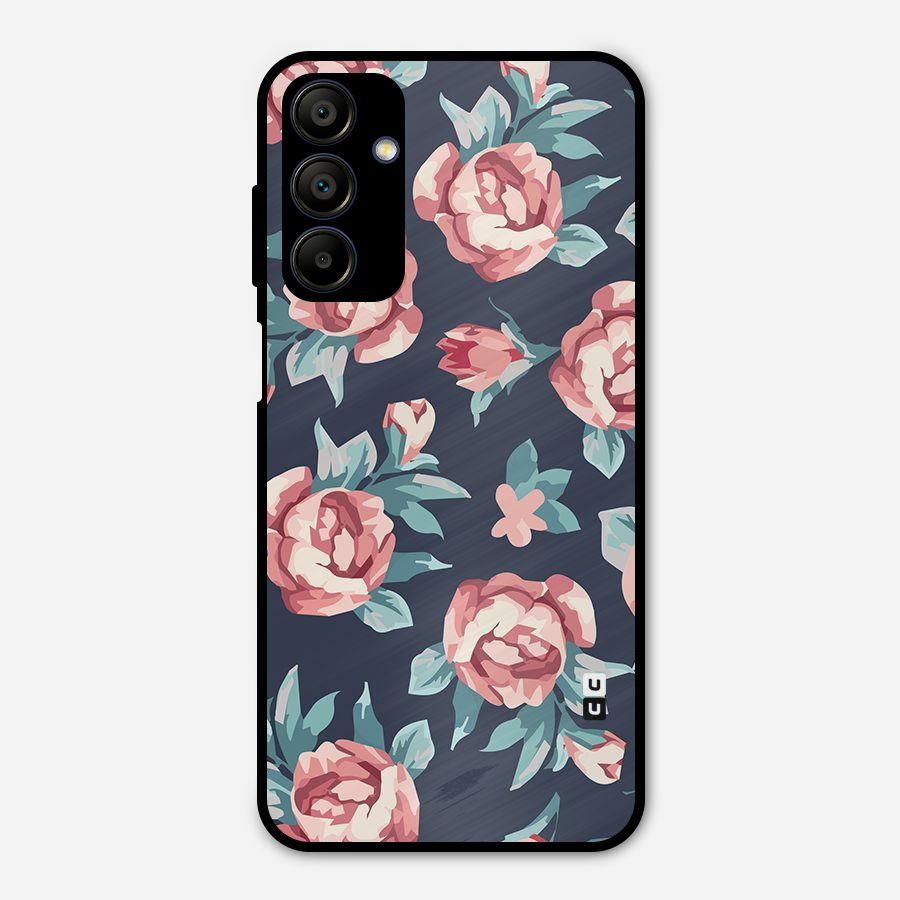 Flowers Painting Metal Back Case for Galaxy A15 5G