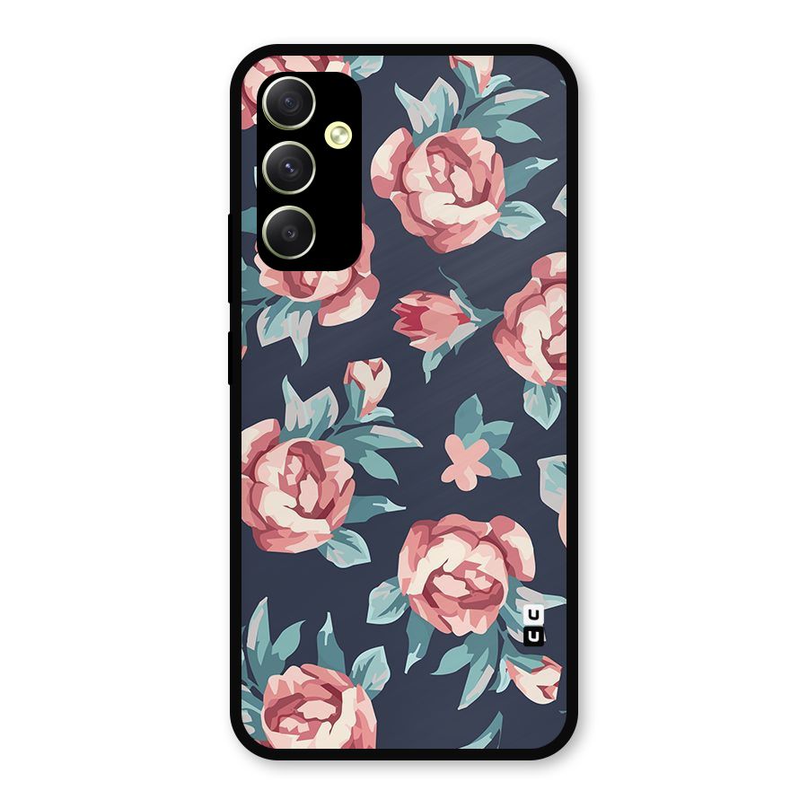 Flowers Painting Metal Back Case for Galaxy A34