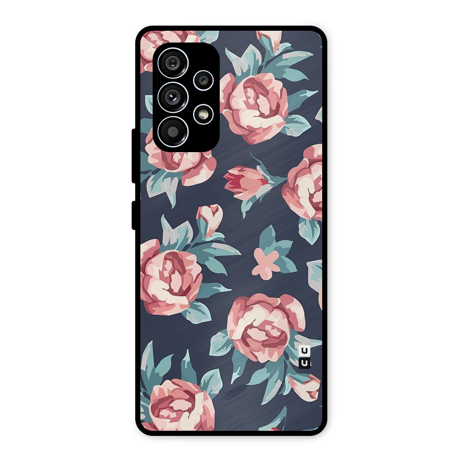 Flowers Painting Metal Back Case for Galaxy A53 5G
