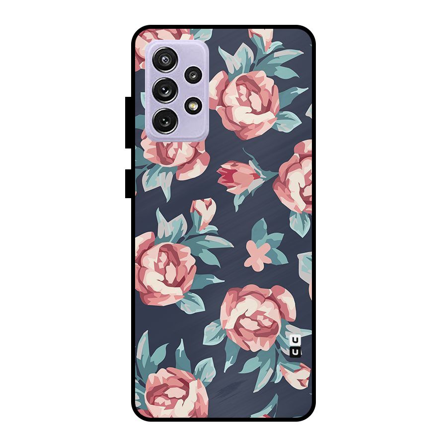 Flowers Painting Metal Back Case for Galaxy A72