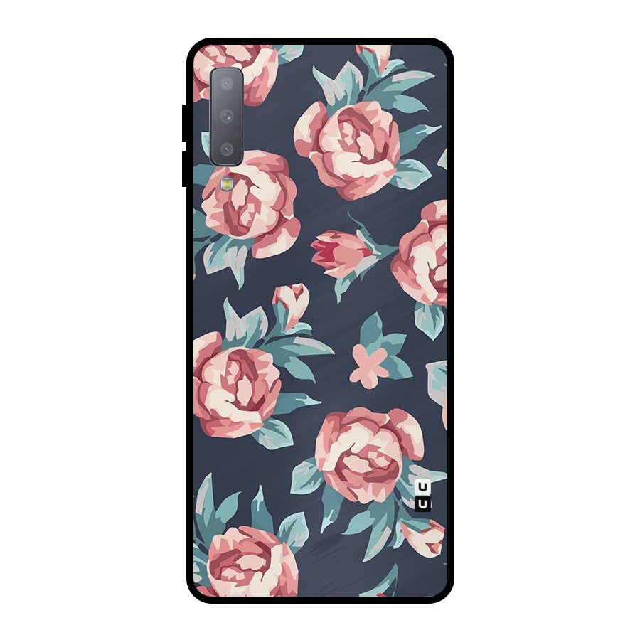 Flowers Painting Metal Back Case for Galaxy A7 (2018)