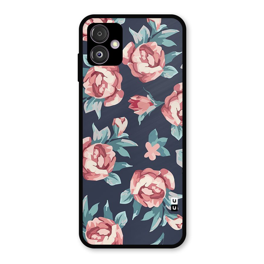 Flowers Painting Metal Back Case for Galaxy F14