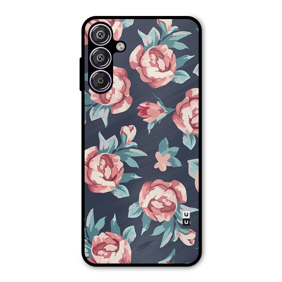Flowers Painting Metal Back Case for Galaxy F15