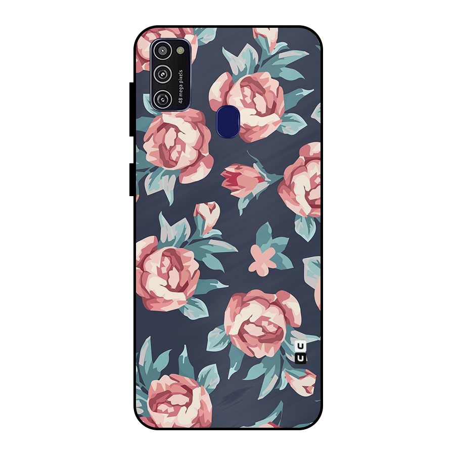 Flowers Painting Metal Back Case for Galaxy M30s