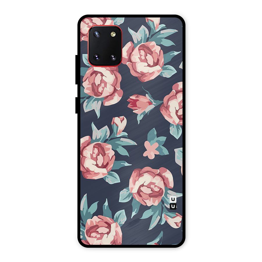 Flowers Painting Metal Back Case for Galaxy Note 10 Lite