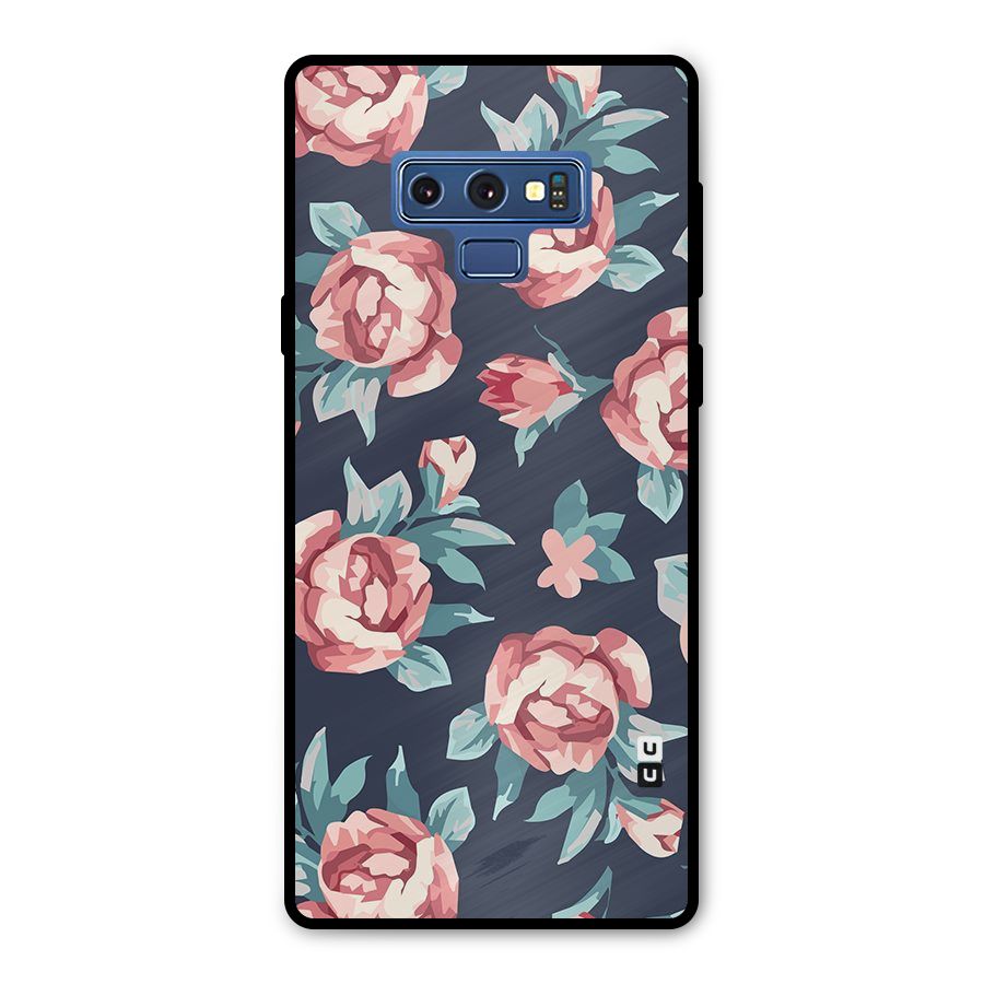 Flowers Painting Metal Back Case for Galaxy Note 9