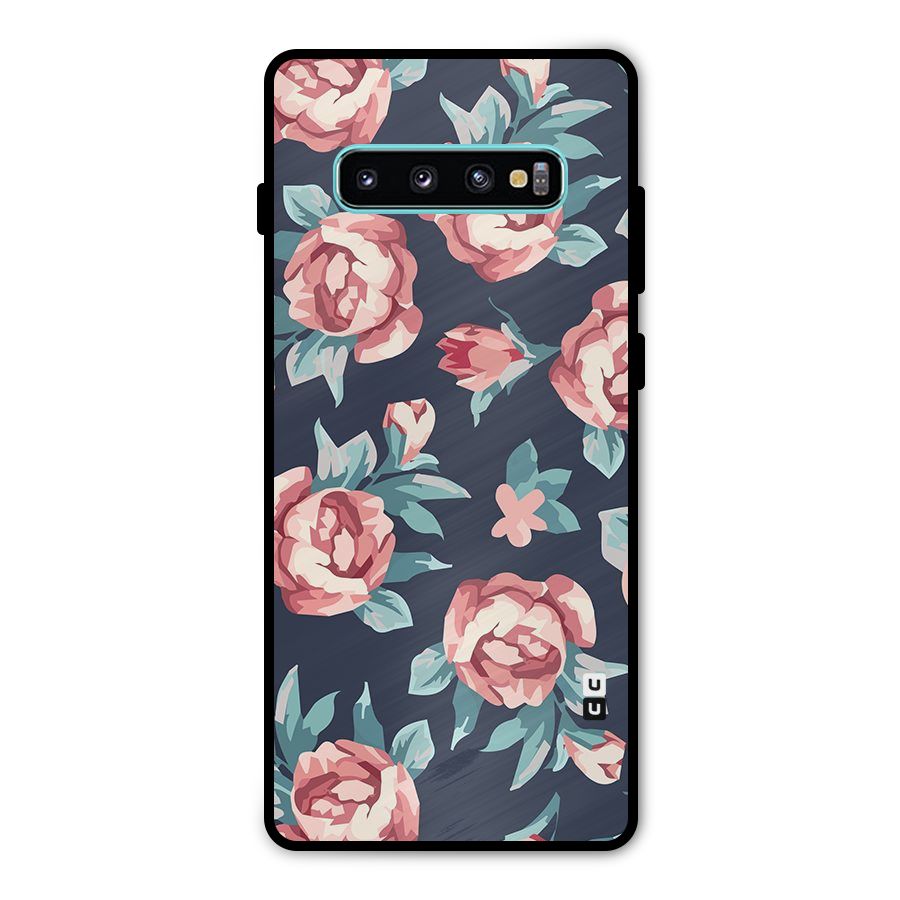 Flowers Painting Metal Back Case for Galaxy S10 Plus