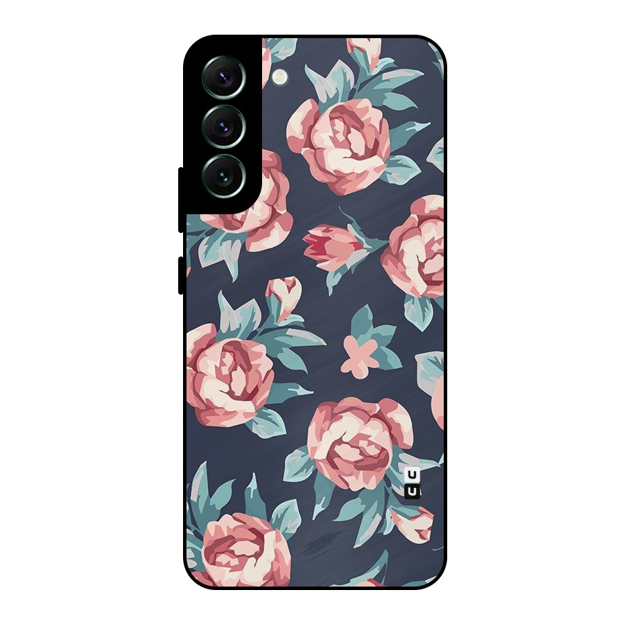 Flowers Painting Metal Back Case for Galaxy S22 Plus 5G