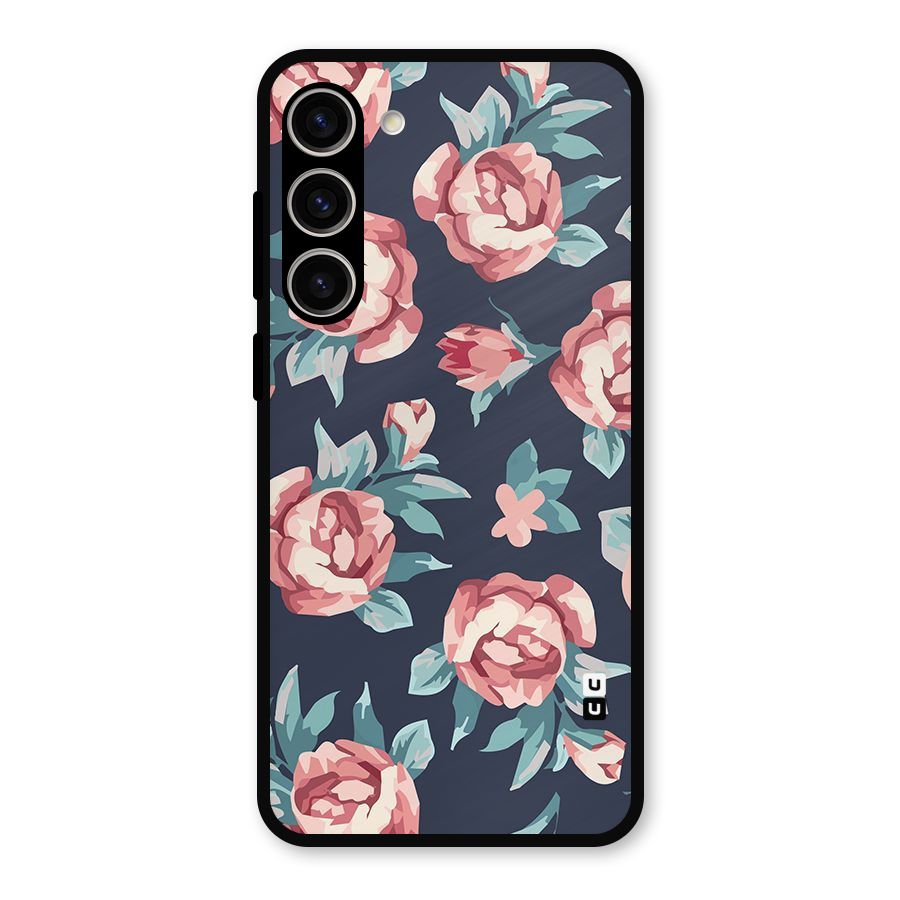 Flowers Painting Metal Back Case for Galaxy S23 Plus