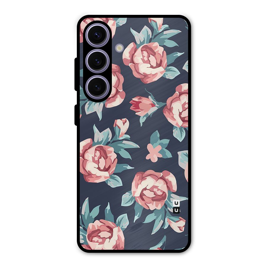 Flowers Painting Metal Back Case for Galaxy S24