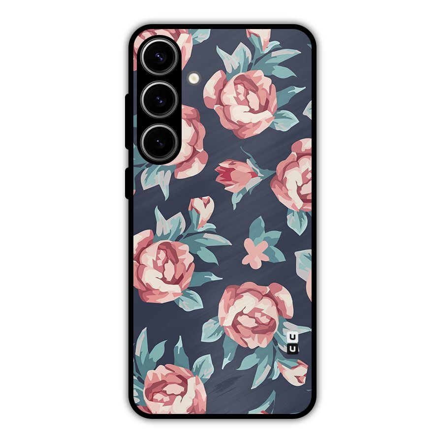 Flowers Painting Metal Back Case for Galaxy S24 Plus