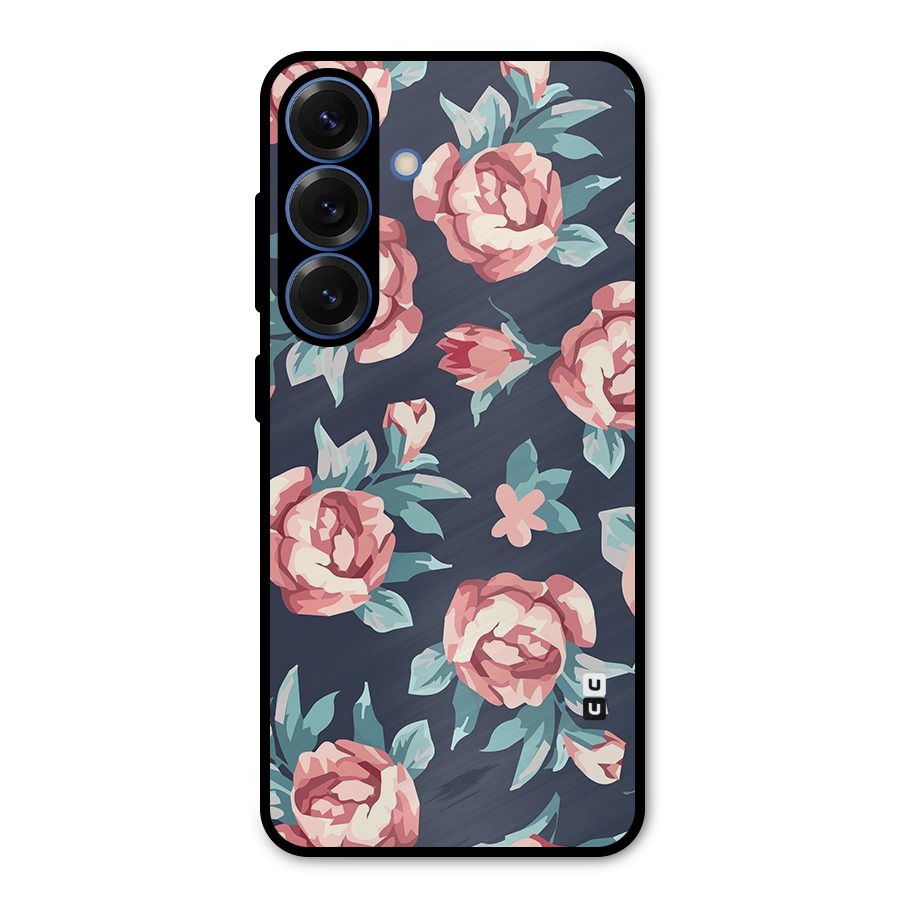 Flowers Painting Metal Back Case for Galaxy S25