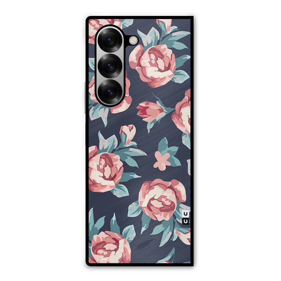 Flowers Painting Metal Back Case for Galaxy Z Fold6